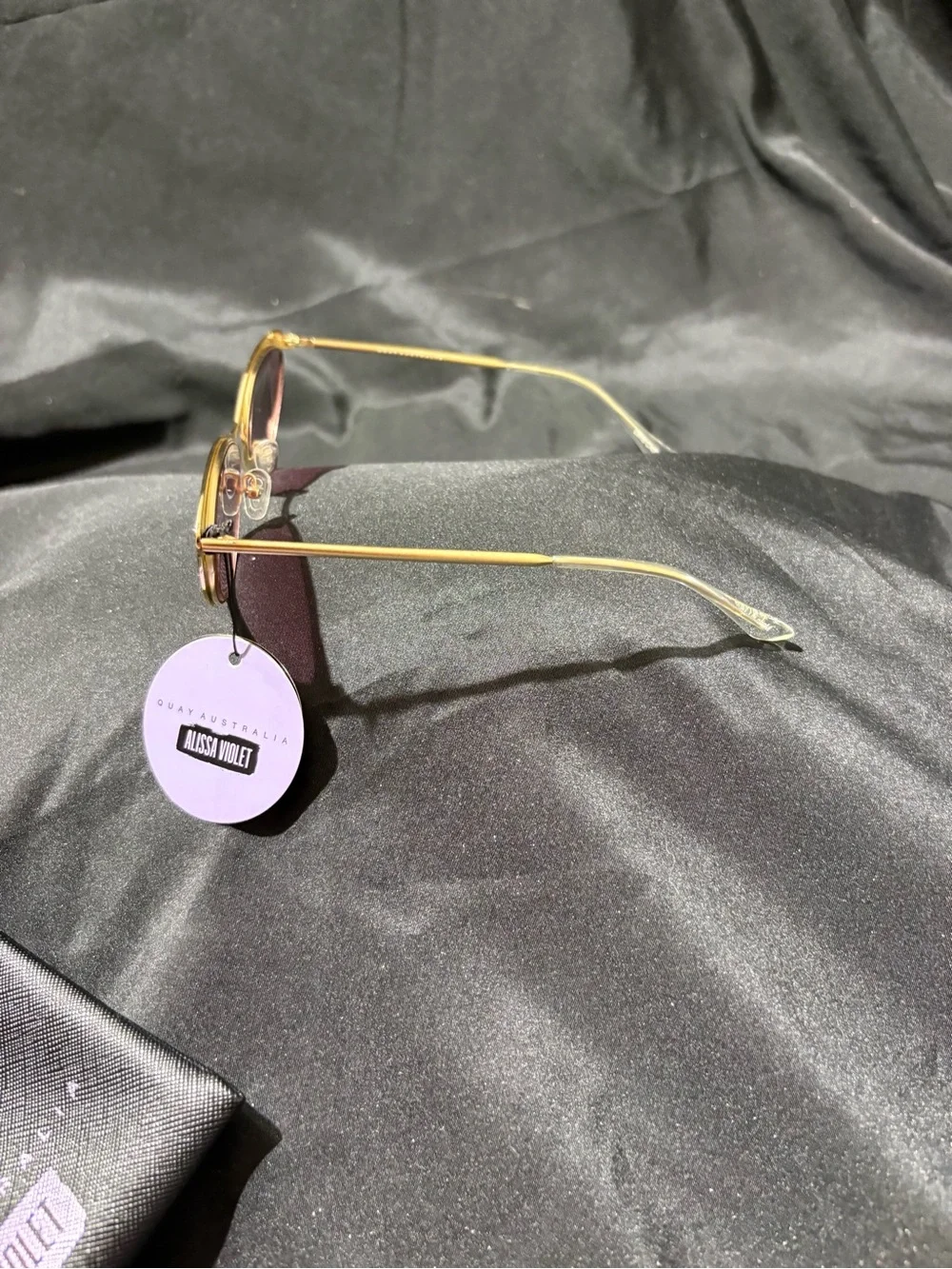 Quay Australia Cat-Eye Sunglasses - Gold Frame, Violet Lenses